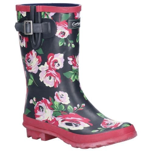 Cotswold Paxford Patterned Wellingtons Black / Flower